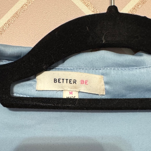 Light Blue Satin Cropped Blouse Medium - Picture 2 of 2